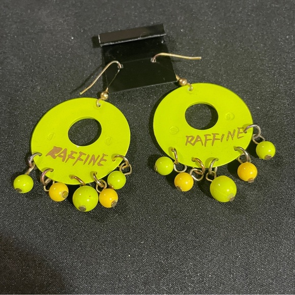 Green and Yellow Dangle Earrings - Picture 2 of 4